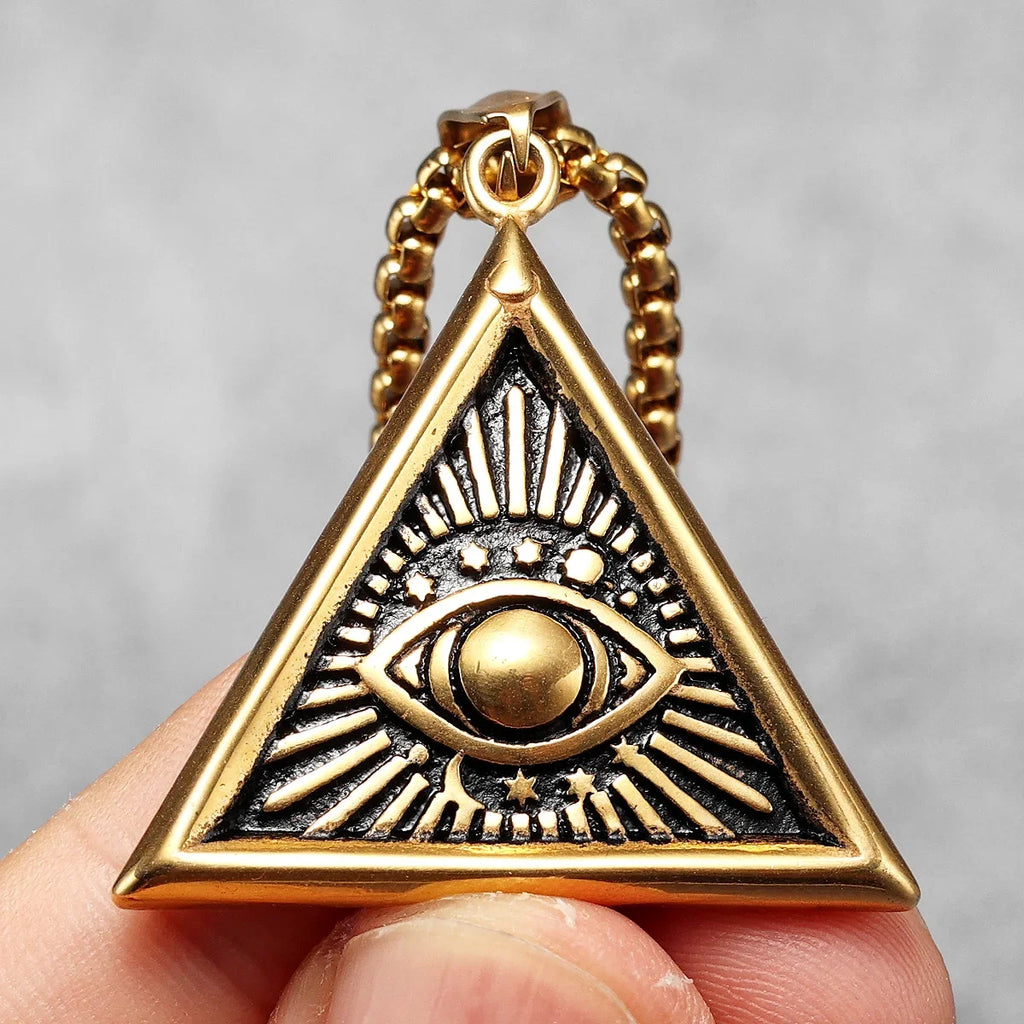 PENDRA Masonic Illuminati Eye Steel Necklace