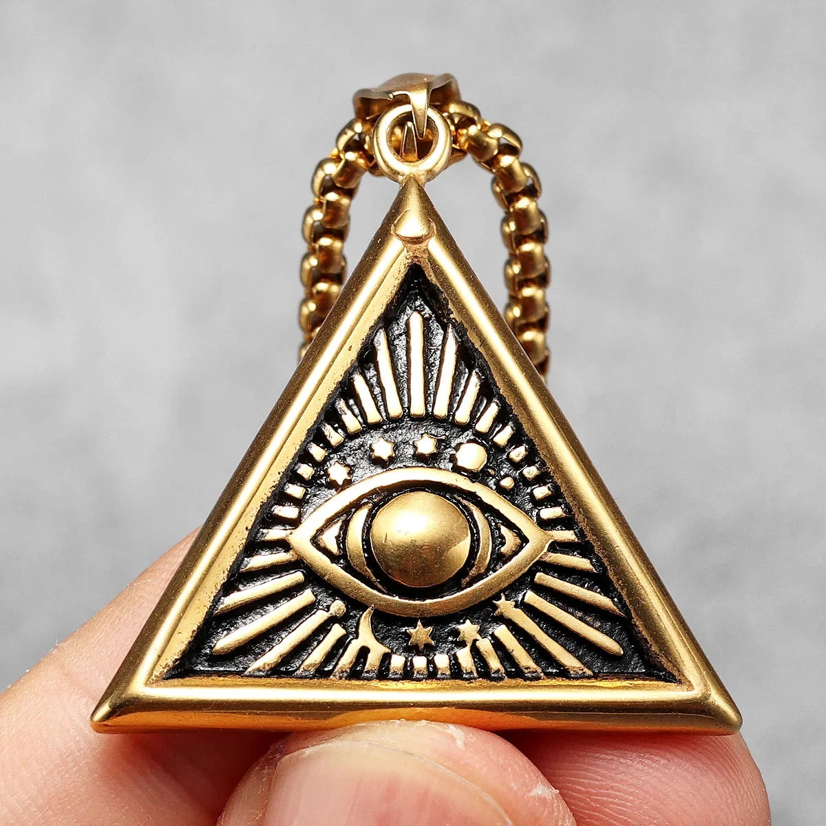 PENDRA Masonic Illuminati Eye Steel Necklace