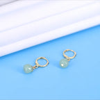 VENTFILLE 925 Silver Gold Color Hetian Jade Earrings for Women Girls Festival Gift Green Round Jewelry Dropshipping Wholesale