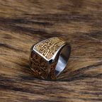 PENDRA Viking Trident Gold Steel Ring