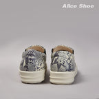 PENDRA Python Veil White Slip-On Low-Top Python-Pattern Leather Platform Shoes