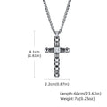 Punk Mens Cross Pendant Necklace,Silver Color Plain Cross Pendant Collar with Stainless Steel Box Chain,Exquisite Male Gift