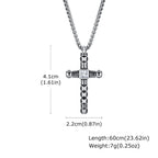 Punk Mens Cross Pendant Necklace,Silver Color Plain Cross Pendant Collar with Stainless Steel Box Chain,Exquisite Male Gift