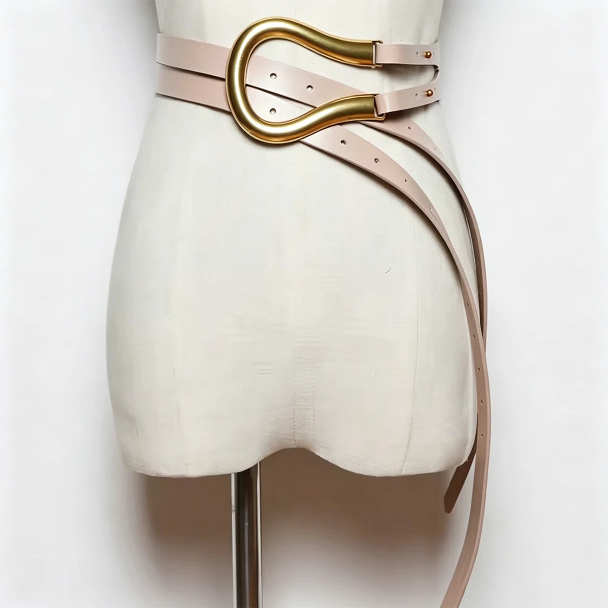 Women's Instagram Genuine Leather Belt European and American Fashion Versatile Horseshoe Buckle Decoration Suit with Dress Shirt