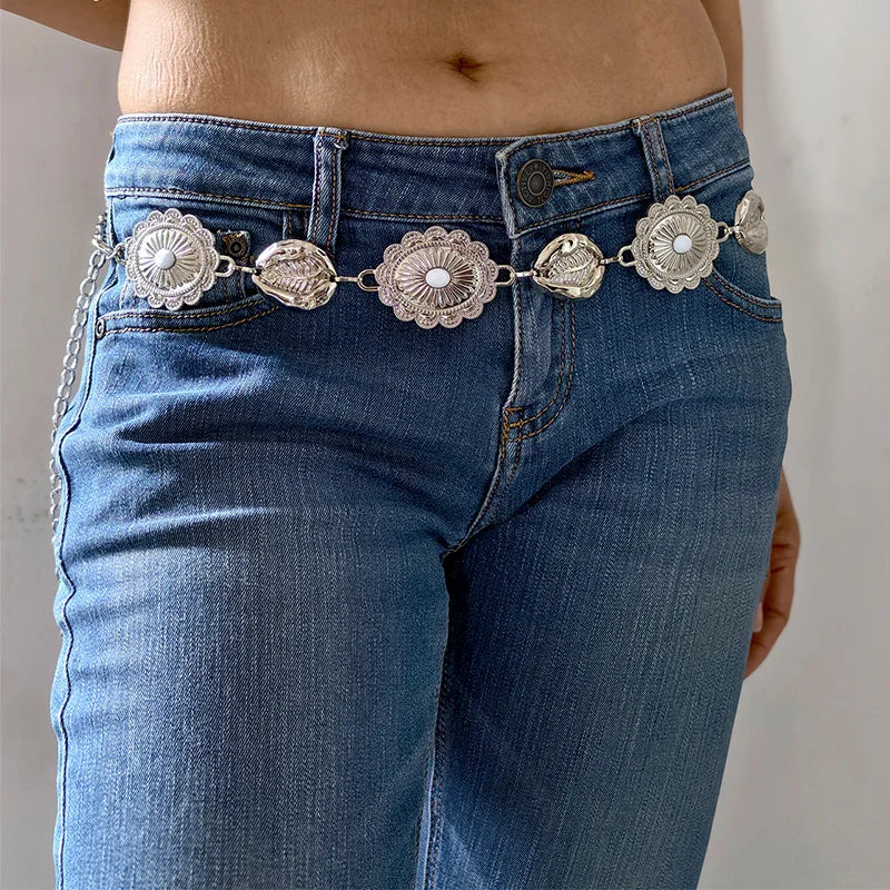 Retro Metal Waist Chain Women's Ethnic Accessory Versatile for Skirts Elegant High-End Luxury Designer Thin Belt New Fashion