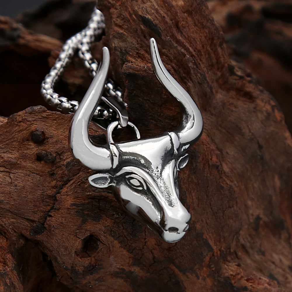 PENDRA Bullforge High Polish Stainless Steel Bull Pendant