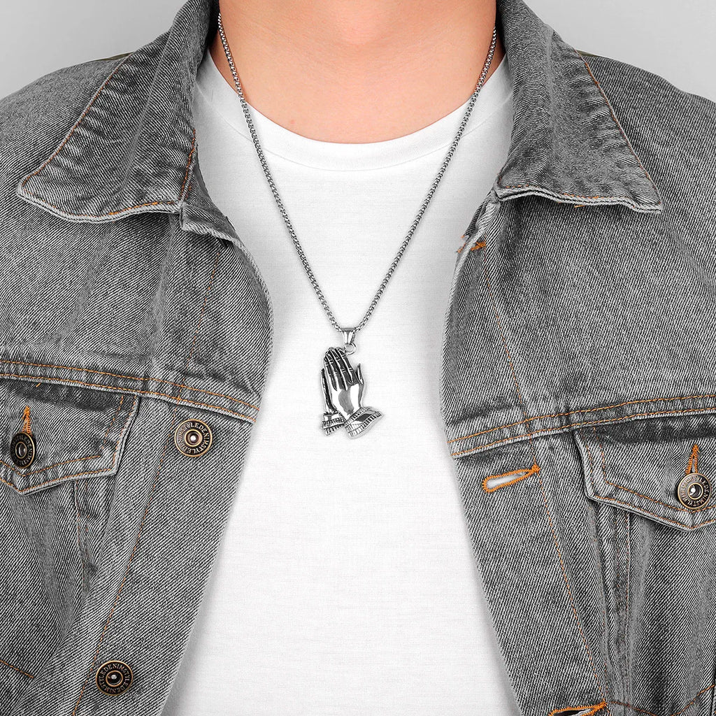 PENDRA Prayer Boyfriend Steel Necklace