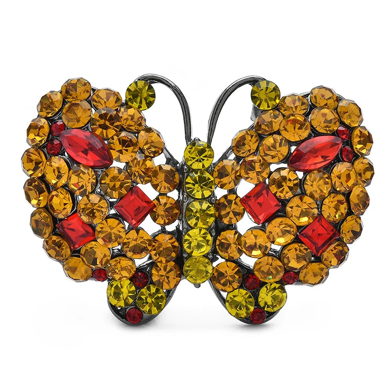 Wuli&baby Sparkling Butterfly Brooches For Women Unisex 2-color Lovely Rhinestone Insects Office Party Brooch Pins Gifts