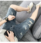PENDRA Denim Washed Distressed Pants