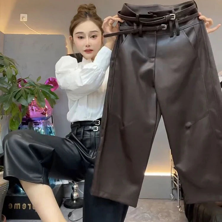 PENDRA Nine Cropped Leather Pants