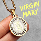 Virgin Mary Guadalupe Angel Cross Stainless Steel Men Necklaces Pendant Chain Amulet For Women Fashion Jewelry Gifts Wholesale
