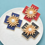 PENDRA Crossbloom Big Flower Cross Brooch