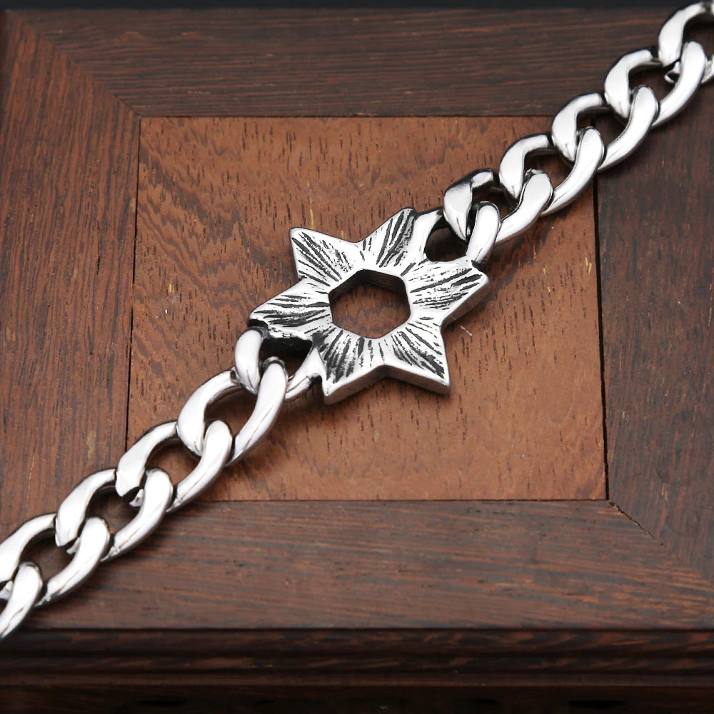 PENDRA Davidstar 316L Stainless Steel Star of David Bracelet