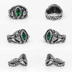 Devil's Eye Gemstone Snake Animal Stainless Steel Mens Womens Rings Punk Trendy For Male Biker Jewelry Creativity Gift Wholesale