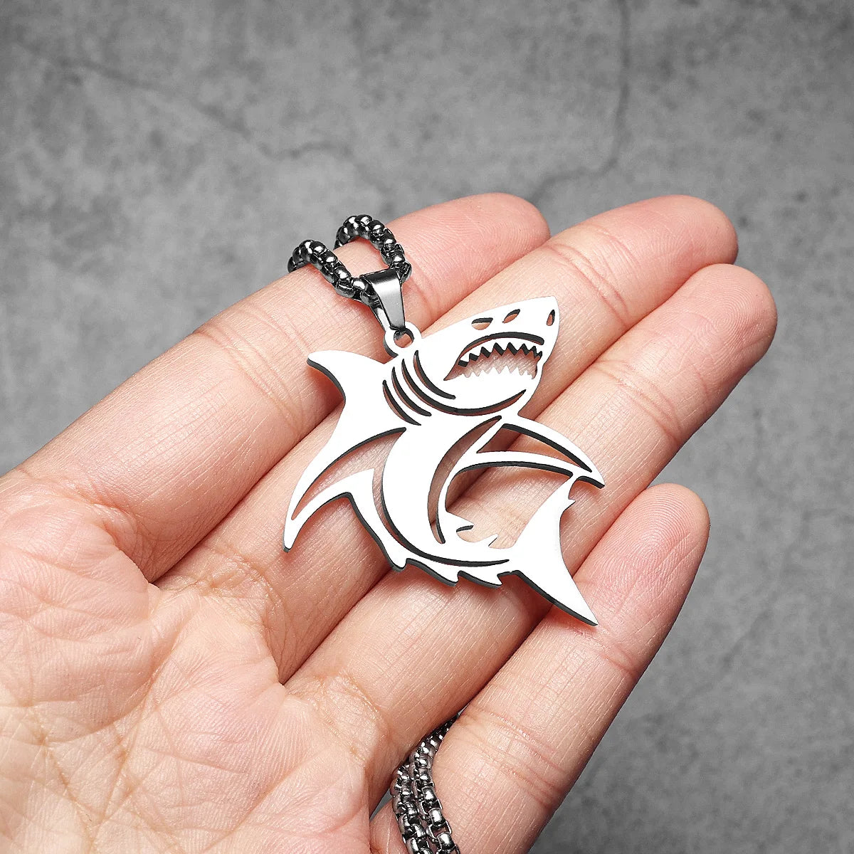 PENDRA Great Shark Sweater Steel Necklace