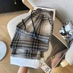 PENDRA Plaid Woolen Elastic Waist Wide Leg Pants