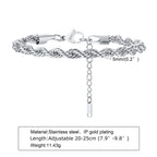 2/3/4/5mm Twist Rope Chain Bracelet for Men Women,Casual Stainless Steel Adjustable Chain Wristband,Gold/Siver Color Chain