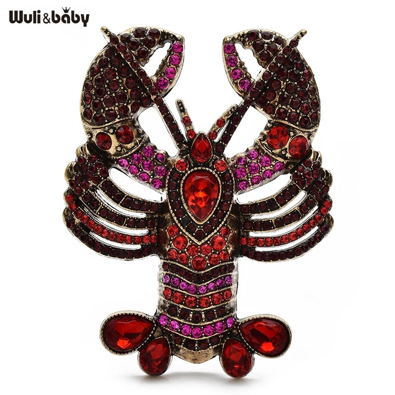 PENDRA Coastal Lobster Vintage Rhinestone Brooch