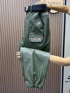 PENDRA Oversized Pocket Loose Leather Cargo Pants