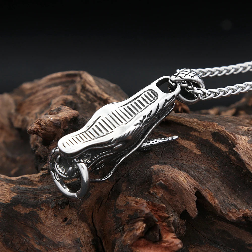 PENDRA Dragoncrest Stainless Steel Dragon Head Pendant