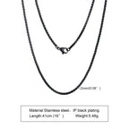 Round Box Chain for Men Boys,Gold Silver Black Plated Stainless Steel Chain Collars,Unisex Jewelry Gifts,18 to 30 Inch
