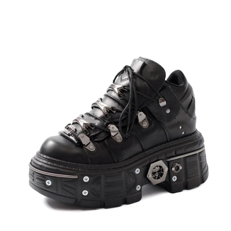 PENDRA Lace Platform Ankle Punk Boots