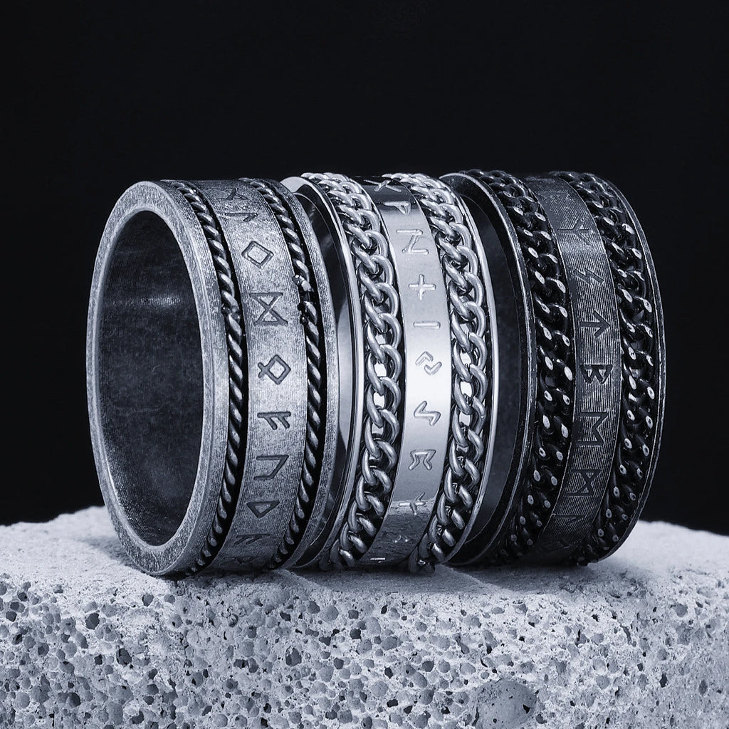PENDRA Runes Nordic Boyfriend Steel Ring