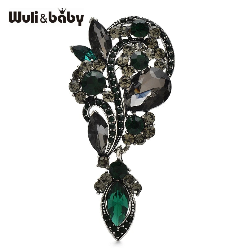 PENDRA Waterdrop Royale Palace Crystal Flower Brooch