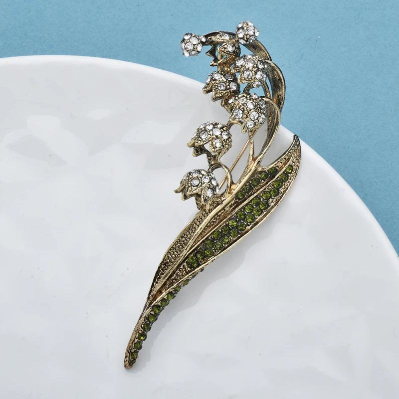 PENDRA Lilia Vintage Rhinestone Lily Flower Brooch