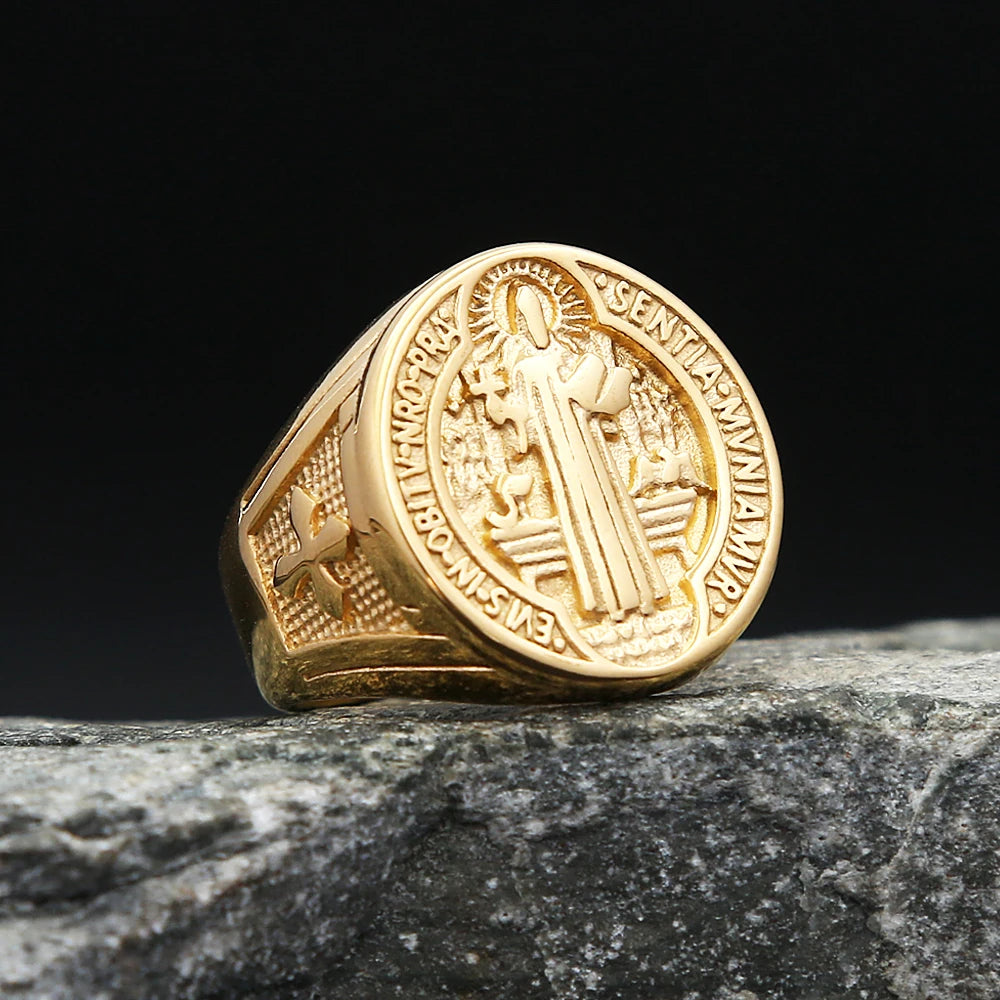 PENDRA Benedictus 316L Stainless Steel Saint Benedict Ring