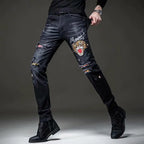 Luxury Casual Pants for Men 2023 New Summer Korean Designer Men's Jeans Slim Tiger Embroidered Harajuku Fashion Casual Trousers