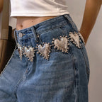 PENDRA Demiis Metal Heart Gothic Waist Chain Belt