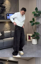 PENDRA Wide Leg Zipper Straight Pants