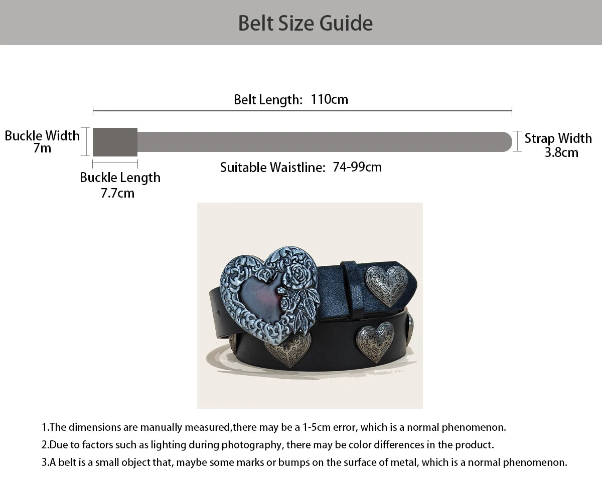 PENDRA Noraessa Leather Heart Buckle Love Heart Designer Belt