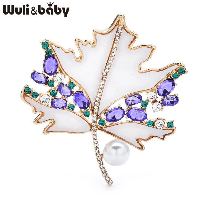 PENDRA Mapletta Purple Rhinestone Maple Leaf Brooch