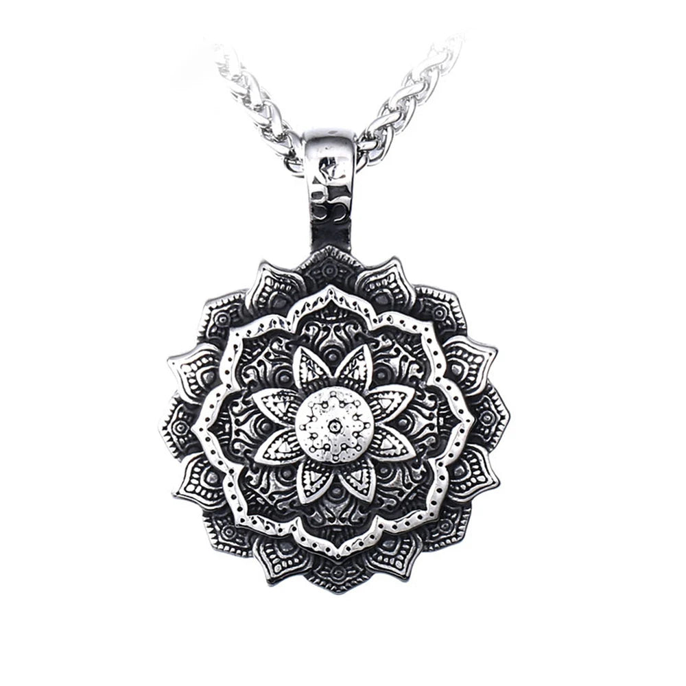 PENDRA Mandalafleur Stainless Steel Mandala Flower Pendant