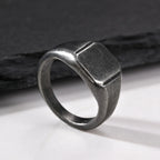 Vintage Punk Square Signet Ring for Men,Stainless Steel Ring Plain Statement Ring,Chunky Ring Geometric Thumb Ring Jewelry