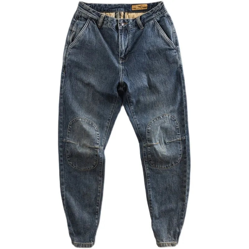 Wholesale 2022 New Hong Kong Style Spliced Ork Clothes Harem Pants Brand Solid Versatile Loose Legged Men Cowboy Baggy Jeans