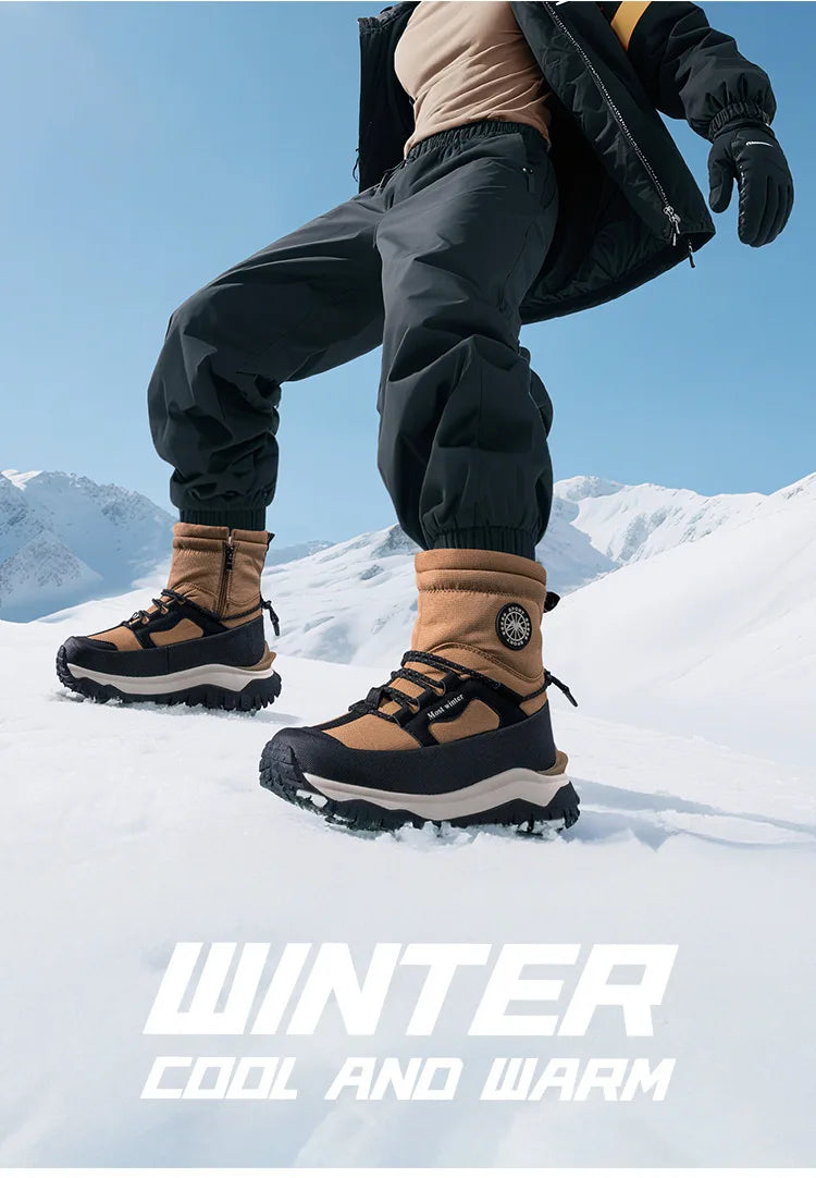 -30c Winter Waterproof Non-slip Cotton  Thick-soled Cold-proof High-top Men's Mountaineering Outdoor Thickened Warm Snow Boots