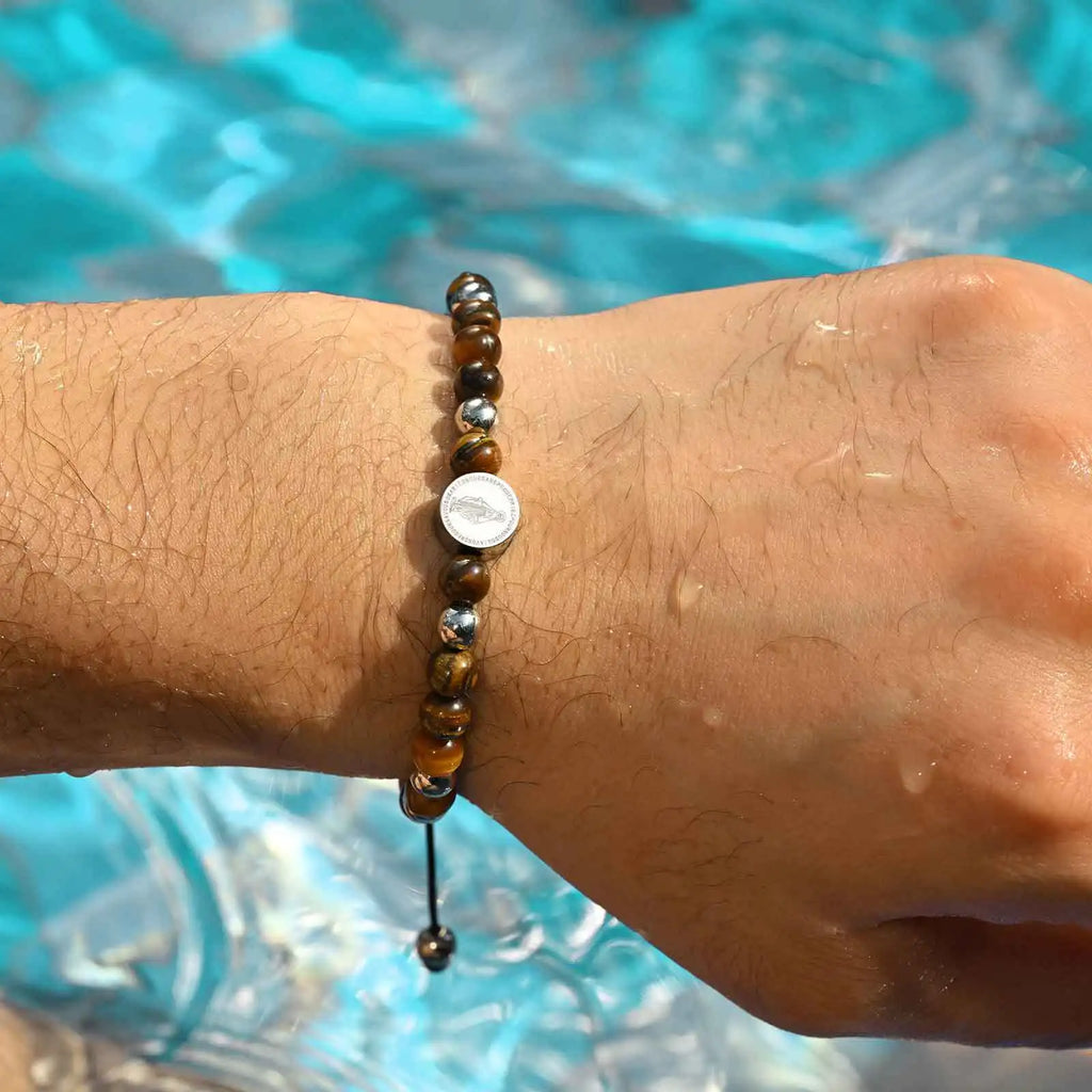 Virgin Mary Beaded Bracelets for Men Boys,Waterproof Stainless Steel Round Charms Wristband,Religious Prayer Jewelry Gift