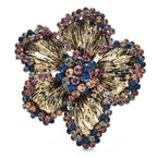PENDRA Florienne Retro Rhinestone Flower Brooch