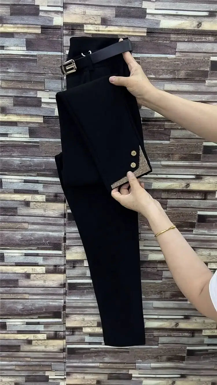 PENDRA Rhinestone Slim Waist Pants