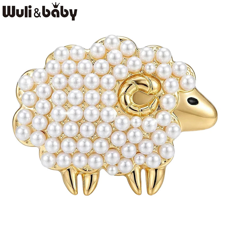 PENDRA Pearl Sheep Animal Brooch