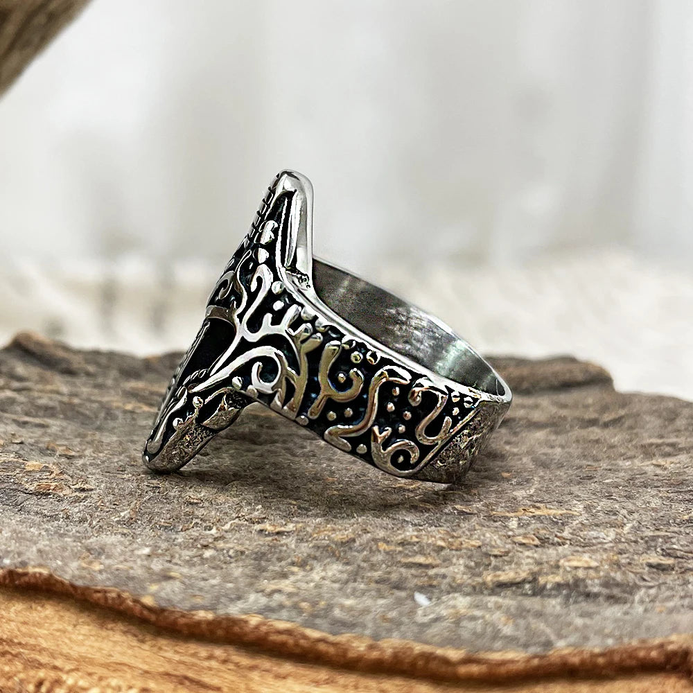 PENDRA Warrior Helmet Vintage Steel Ring