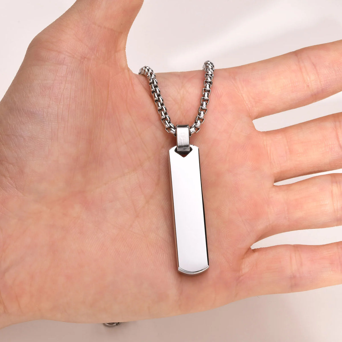 Initials Vertical Bar Necklace for Men,Stainless Steel  A-Z 26 Letters Charm Geometric Pendant Collars,Stylish Jewelry Gift