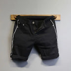 Summer Thin Luxury Designer Slim-Fit Men's Jeans Shorts Boyfriend White Color Striped Street Wear Cotton Casual Short Trousers