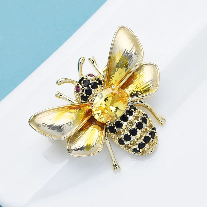 Wuli&baby Luxury Bee Brooches For Women Men Cubic Zirconia Insects Office Party Brooch Pins Gifts