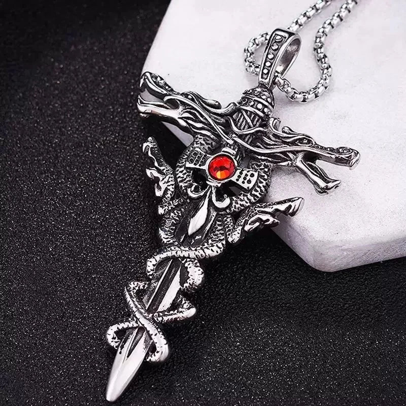 PENDRA Alpha Cross Titanium Steel Necklace
