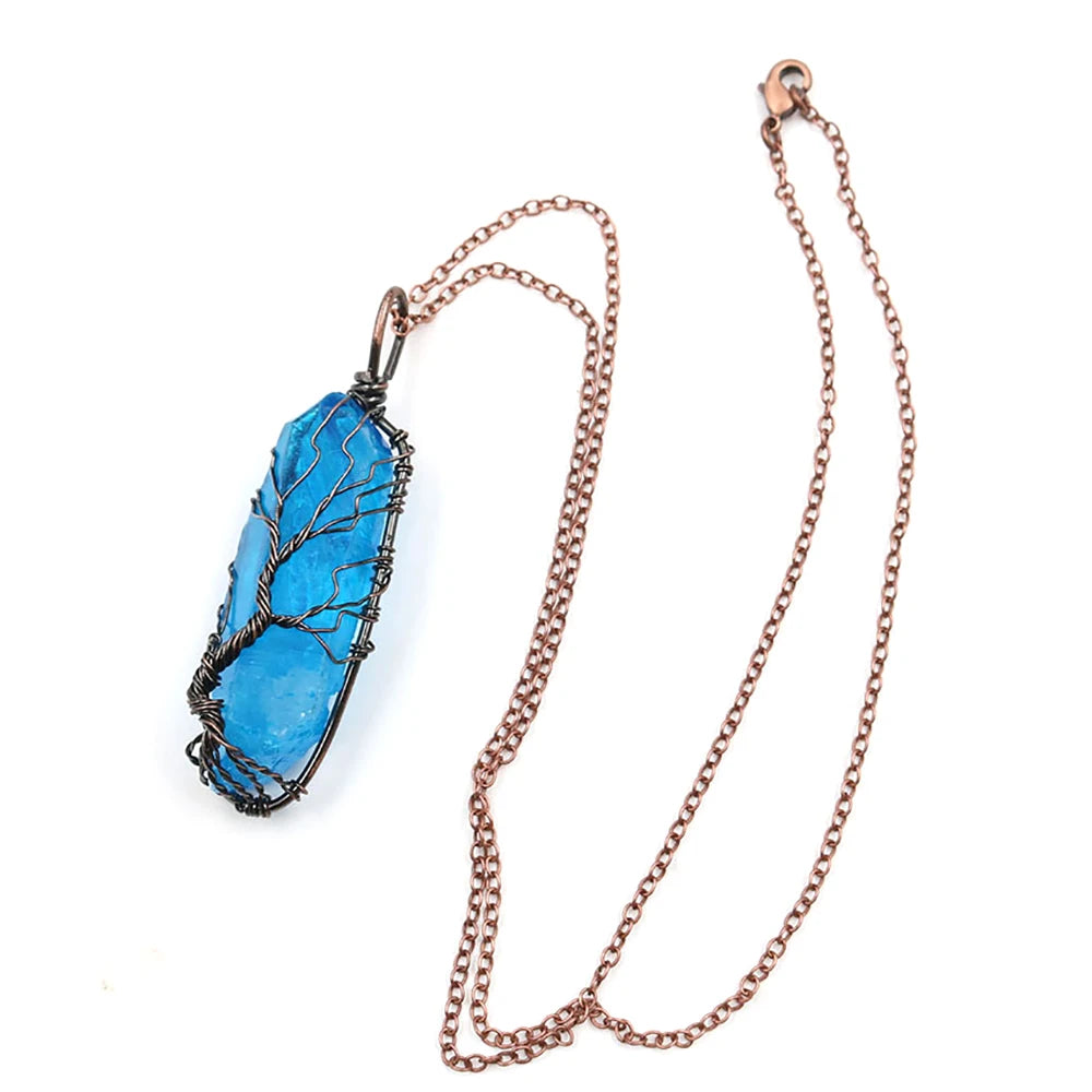 PENDRA Tree Life Crystal Chain Necklace