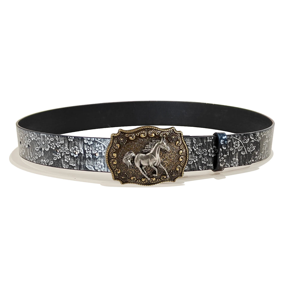 Retro Western Cowboy Style Casual Belt with Antiqued Alloy Horse Buckle, a Versatile Accessory for Daily Commute and Dating